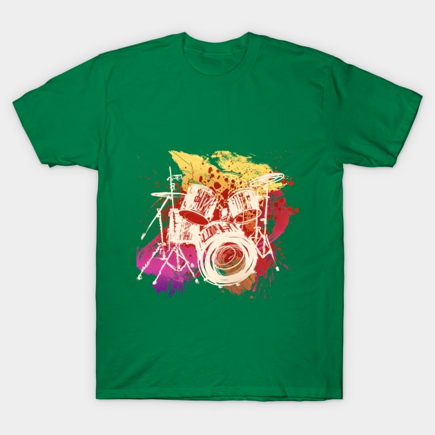 Drum Splash T-Shirt by koolteas